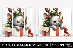 Enthusiastic Baby Rhino with Reindeer Horns PNG Product Image 1