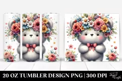 Cute Bear with Flower Crown Watercolor 20 Oz Tumbler Product Image 1