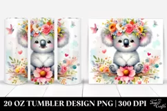 Cute Cartoon-Style Koala Flower Crown | 20 oz Tumbler Product Image 1