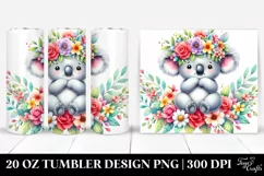 Cute Cartoon-Style Koala Flower Crown | 20 oz Tumbler Product Image 1