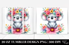 Cute Cartoon-Style Koala Flower Crown | 20 oz Tumbler Product Image 1