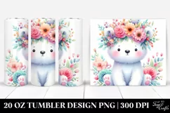 Cute Cartoon-Style Polar Bear Flower Crown | 20 oz Tumbler Product Image 1