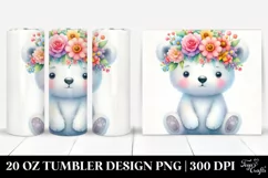 Cute Cartoon-Style Polar Bear Flower Crown | 20 oz Tumbler Product Image 1