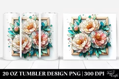 Pastel Wooden Stained Peonies 20 Oz Tumbler Product Image 1