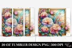 Stained Peonies Watercolor Splash 20 Oz Tumbler Product Image 1