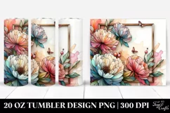 Stained Peonies Watercolor Splash 20 Oz Tumbler Product Image 1
