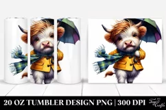 Dancing Highland Cow with Umbrella PNG Product Image 1