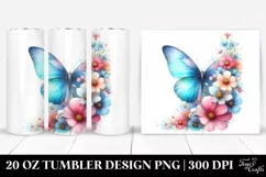 Half Flowers Butterfly. 20 oz Tumbler Design Product Image 1