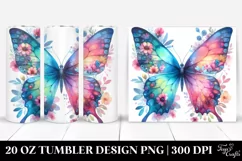 Half Flowers Butterfly. 20 oz Tumbler Design Product Image 1