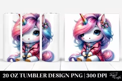 Cute Sitting Unicorn Clipart, High-Res 20 Oz Tumbler Product Image 1