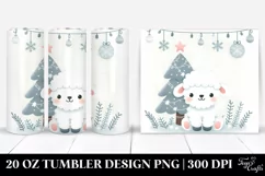 Cute Baby Lamb with Christmas Tree Clipart 20 Oz Tumbler Product Image 1