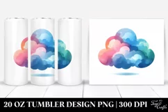 Colorful Simple Cloud Clipart, High-Res 20 Oz Tumbler Product Image 1