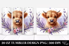 Highland Cow in Lavender Frame | 20 Oz Tumbler Product Image 1