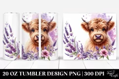 Highland Cow in Lavender Frame | 20 Oz Tumbler Product Image 1