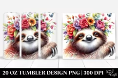 Cartoon-Style Sloth with Flower Crown 20 Oz Tumbler Product Image 1