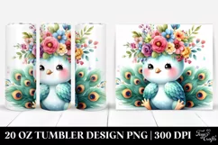 Cute Cartoon-Style Peacock Flower Crown | 20 oz Tumbler Product Image 1