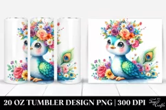 Cute Cartoon-Style Peacock Flower Crown | 20 oz Tumbler Product Image 1