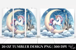 Cute Unicorn Pirouetting on Crescent Moon | 20 Oz Tumbler Product Image 1