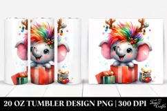 Enthusiastic Baby Elephant with Reindeer Horns PNG Product Image 1