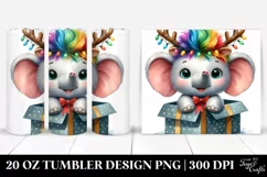 Enthusiastic Baby Elephant with Reindeer Horns PNG Product Image 1