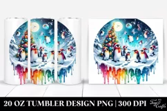 Vibrant Christmas Penguins | 20 Oz Tumbler Product Image 1