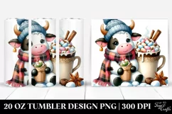 Little Cow with Hot Cocoa PNG Product Image 1
