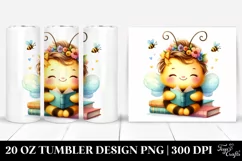Vibrant Watercolor Boho Bee Book Tumbler Product Image 1