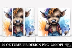 Funny Baby Highland Cow, Vibrant Drawing | 20 oz Tumbler Product Image 1