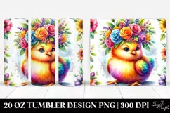 Colorful Flower Crown, Cute Chicken | 20 oz Tumbler Product Image 1