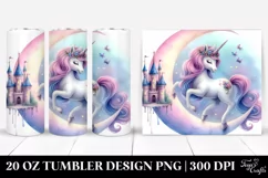 Cute Unicorn Pirouetting on Crescent Moon | 20 Oz Tumbler Product Image 1