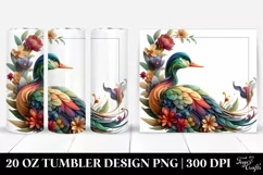 Duck Leaves Flowers Design. 20 oz Tumbler Product Image 1