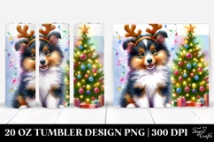 Vibrant Collie with Christmas Lights PNG Product Image 1
