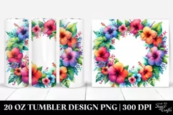 Colorful Hibiscus Watercolor Frame Tumbler Product Image 1