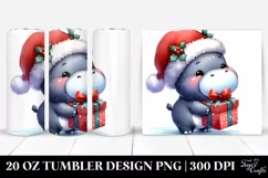 Baby Hippo with Santa Hat PNG Product Image 1