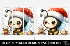 Cute Baby Bee with Santa Hat PNG Product Image 1