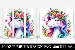 Unicorn Floral Wreath Tumbler Design Product Image 1