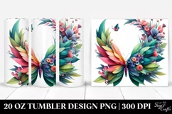 Butterfly Leaves Flowers Design. 20 oz Tumbler Product Image 1