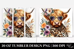 Highland Cow with Animal Print Accessories | 20 Oz Tumbler Product Image 1