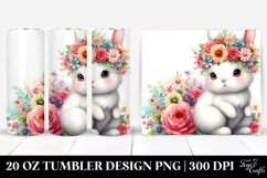 Cheerful Bunny with Flower Crown | 20 oz Tumbler Product Image 1