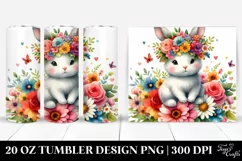 Adorable Bunny with Flower Crown | 20 oz Tumbler Product Image 1