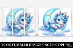 Pastel Cyan Moon Unicorn Tumbler Product Image 1