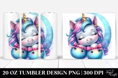 Pastel Cyan Moon Unicorn Tumbler Product Image 1