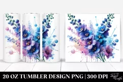 Glossy Delphinium Tumbler Sublimation Clipart Product Image 1
