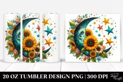 Vintage Half Moon with Sunflowers Clipart Product Image 1