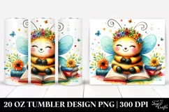 Vibrant Watercolor Boho Bee Book Tumbler Product Image 1