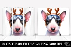 Expressive Bull Terrier in Reindeer Horns PNG Product Image 1