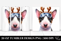 Expressive Bull Terrier in Reindeer Horns PNG Product Image 1