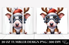 Expressive Bull Terrier in Reindeer Horns PNG Product Image 1