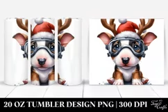 Expressive Bull Terrier in Reindeer Horns PNG Product Image 1