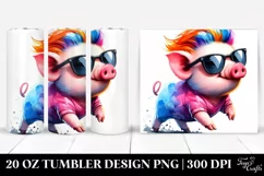 Vibrant Baby Pig Running 20 Oz Tumbler Product Image 1